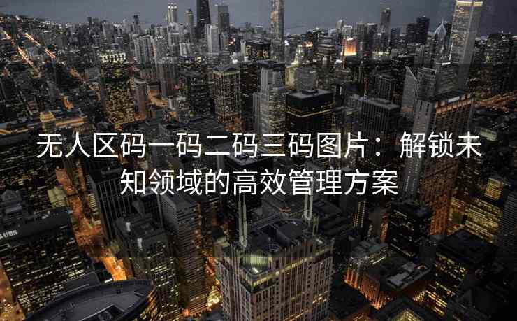 无人区码一码二码三码图片：解锁未知领域的高效管理方案